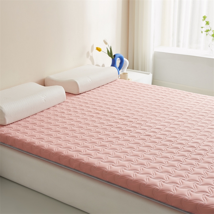 91家纺网 家纺一手货源 找家纺 寐珂 2025新款乳胶凉席床垫A类反面水洗棉加厚床垫学生宿舍床垫 奶油粉