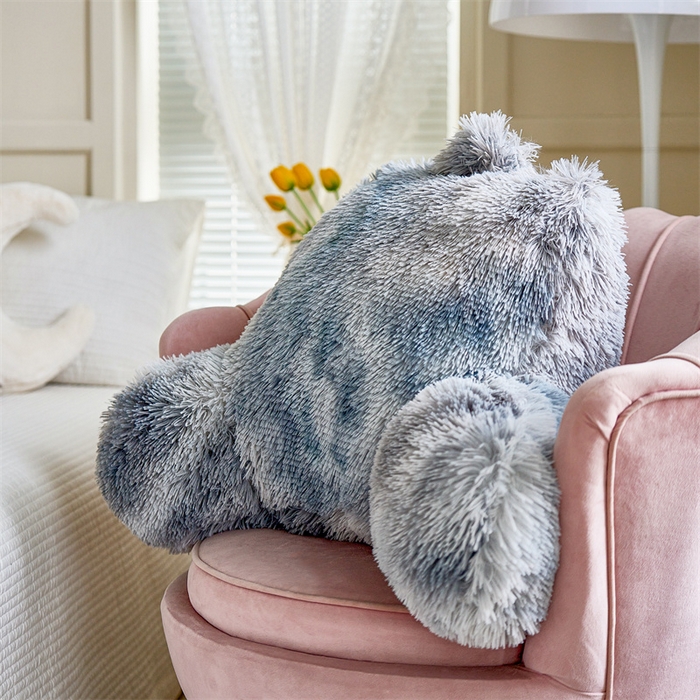 91家纺网 家纺一手货源 找家纺 品尚嘉 2025新款长毛绒拥抱式腰靠跨境外贸水貂绒靠垫沙发靠背 腰靠-扎染浅灰