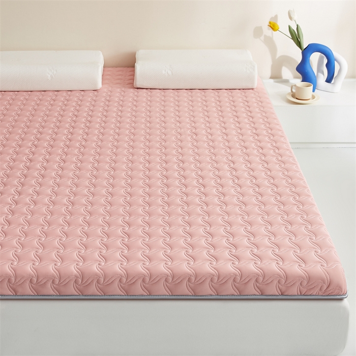 91家纺网 家纺一手货源 找家纺 寐珂 2025新款乳胶凉席床垫A类反面水洗棉加厚床垫学生宿舍床垫 奶油粉