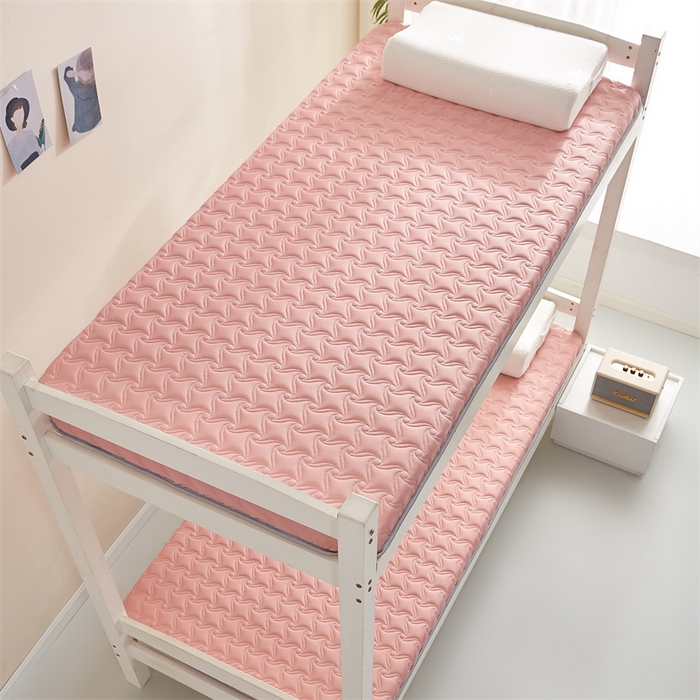 91家纺网 家纺一手货源 找家纺 寐珂 2025新款乳胶凉席床垫A类反面水洗棉加厚床垫学生宿舍床垫 奶油粉