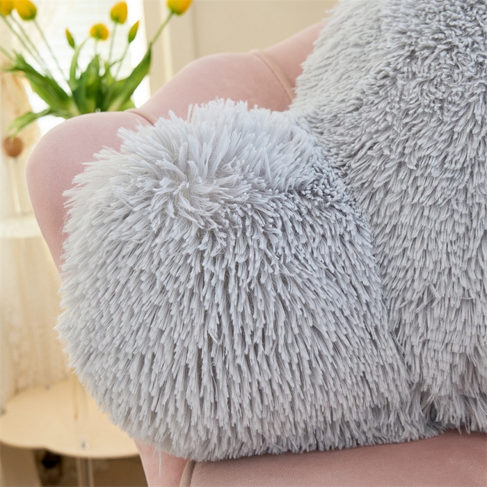 91家纺网 家纺一手货源 找家纺 品尚嘉 2025新款长毛绒拥抱式腰靠跨境外贸水貂绒靠垫沙发靠背 腰靠-浅灰