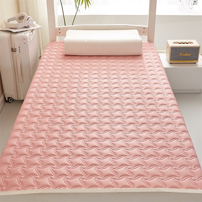 91家纺网 家纺一手货源 找家纺 寐珂 2025新款乳胶凉席床垫A类反面水洗棉加厚床垫学生宿舍床垫 奶油粉