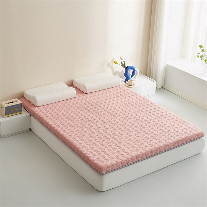 91家纺网 家纺一手货源 找家纺 寐珂 2025新款乳胶凉席床垫A类反面水洗棉加厚床垫学生宿舍床垫 奶油粉