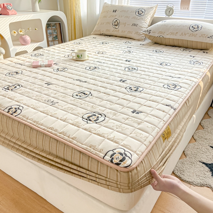 91家纺网 家纺一手货源 找家纺 鑫钰 2024新款全棉印花大豆夹棉床笠床垫保护罩 莱卡时尚