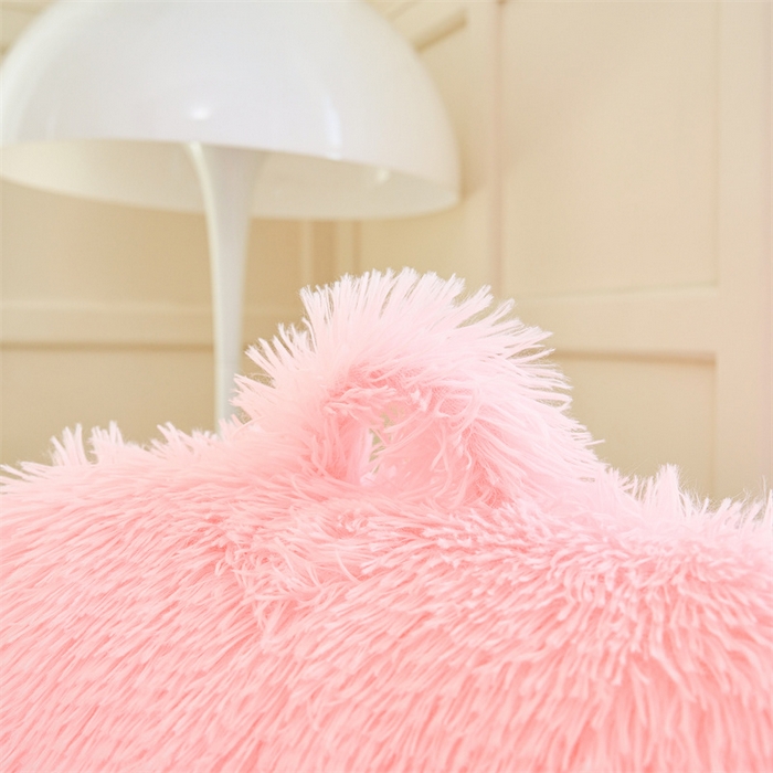 91家纺网 家纺一手货源 找家纺 品尚嘉 2025新款长毛绒拥抱式腰靠跨境外贸水貂绒靠垫沙发靠背 腰靠-浅粉