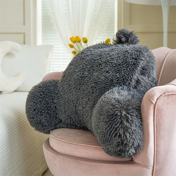 91家纺网 家纺一手货源 找家纺 品尚嘉 2025新款长毛绒拥抱式腰靠跨境外贸水貂绒靠垫沙发靠背 腰靠-深灰
