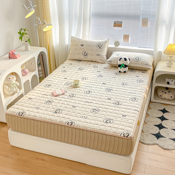 91家纺网 家纺一手货源 找家纺 鑫钰 2024新款全棉印花大豆夹棉床笠床垫保护罩 莱卡时尚