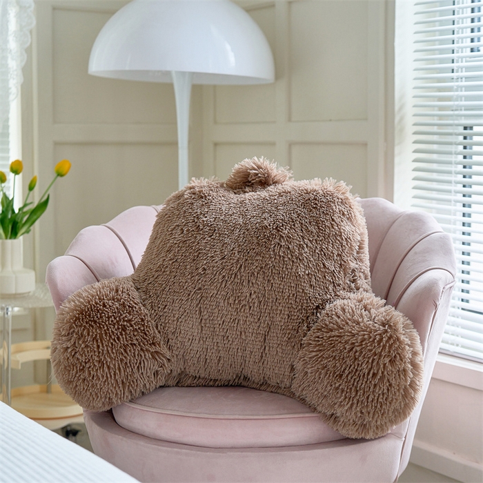 91家纺网 家纺一手货源 找家纺 品尚嘉 2025新款长毛绒拥抱式腰靠跨境外贸水貂绒靠垫沙发靠背 腰靠-卡其