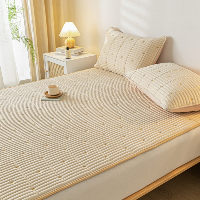 91家纺网 家纺一手货源 找家纺 鑫钰 2024新款1公分厚乳胶床垫薄款席梦思保护垫床护垫-星愿 乳胶床褥-星愿-奶糖咖