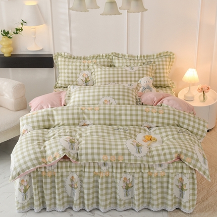 91家纺网 家纺一手货源 找家纺 （总）美达2025全棉蕾丝小花边单层床裙全棉四件套