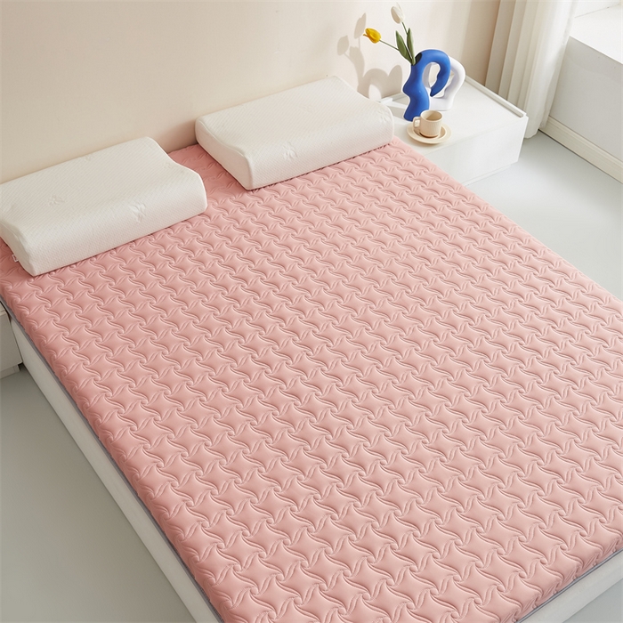 91家纺网 家纺一手货源 找家纺 寐珂 2025新款乳胶凉席床垫A类反面水洗棉加厚床垫学生宿舍床垫 奶油粉