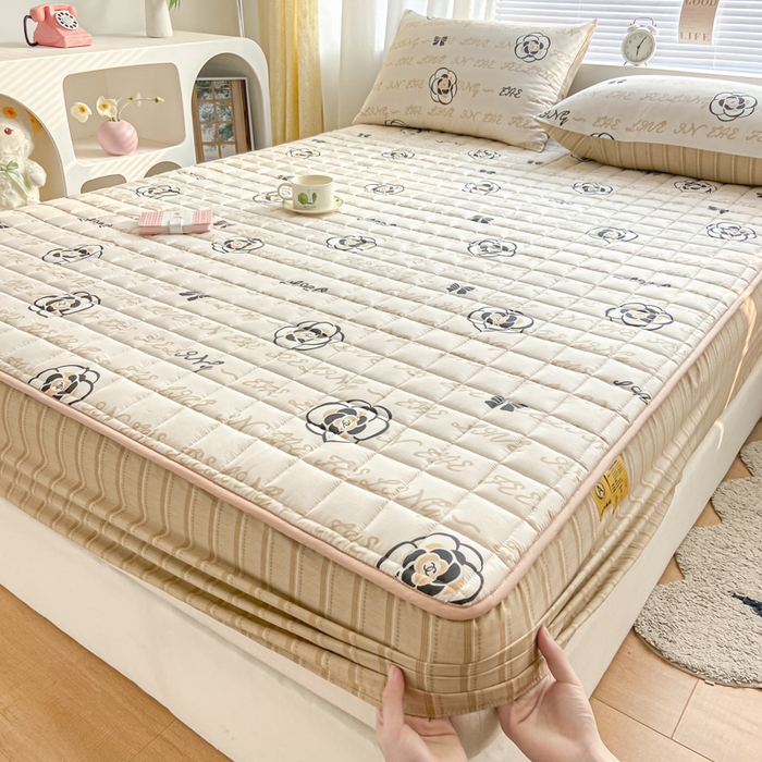 91家纺网 家纺一手货源 找家纺 鑫钰 2024新款全棉印花大豆夹棉床笠床垫保护罩 莱卡时尚