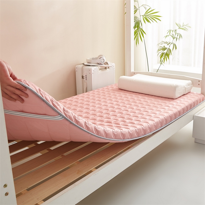 91家纺网 家纺一手货源 找家纺 寐珂 2025新款乳胶凉席床垫A类反面水洗棉加厚床垫学生宿舍床垫 奶油粉