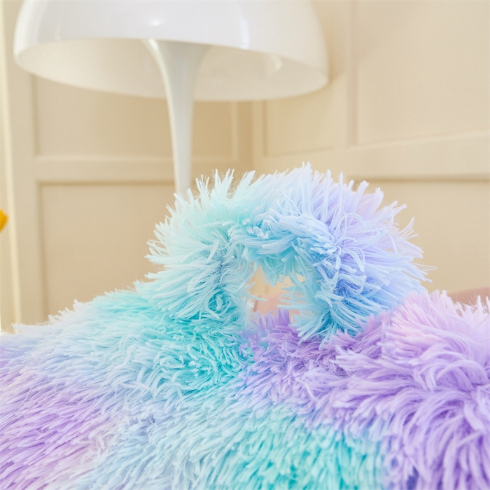 91家纺网 家纺一手货源 找家纺 品尚嘉 2025新款长毛绒拥抱式腰靠跨境外贸水貂绒靠垫沙发靠背 腰靠-香芋紫