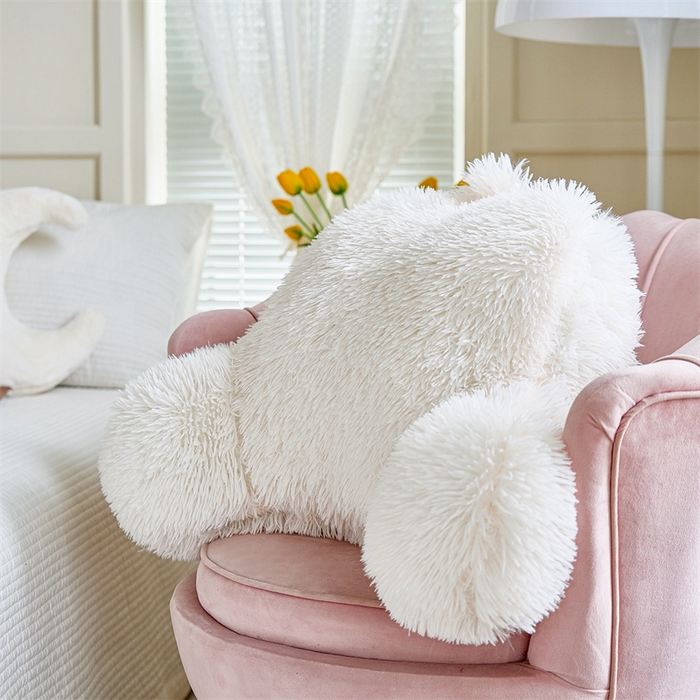 91家纺网 家纺一手货源 找家纺 品尚嘉 2025新款长毛绒拥抱式腰靠跨境外贸水貂绒靠垫沙发靠背 腰靠-米白