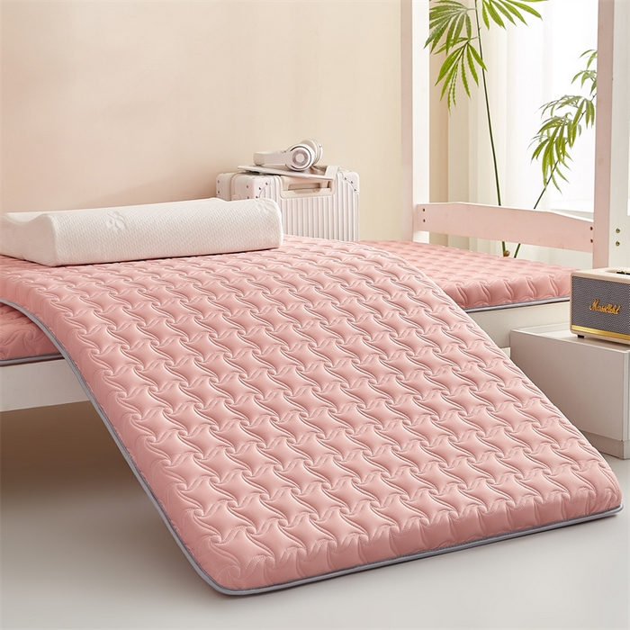 91家纺网 家纺一手货源 找家纺 寐珂 2025新款乳胶凉席床垫A类反面水洗棉加厚床垫学生宿舍床垫 奶油粉