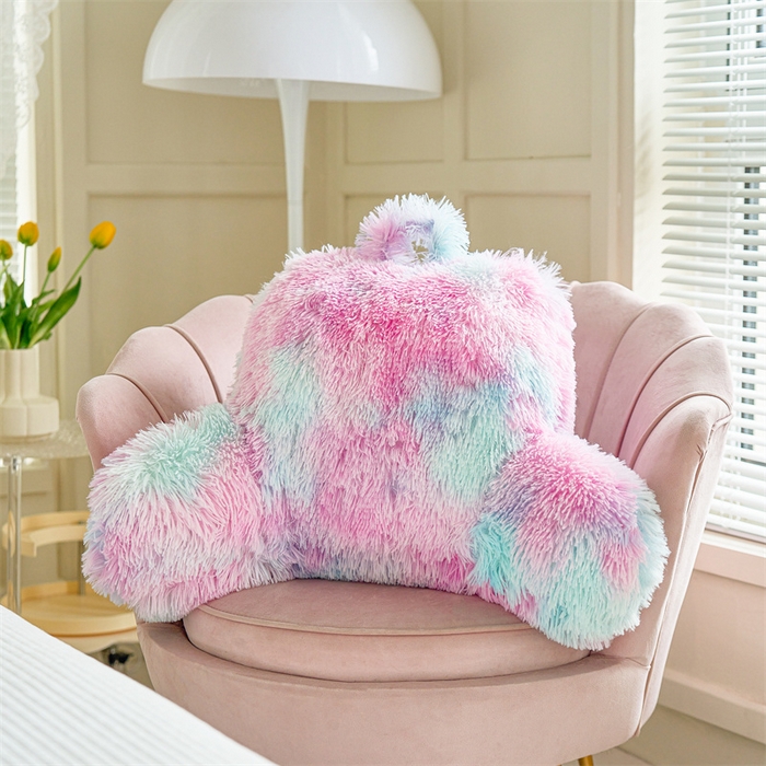 91家纺网 家纺一手货源 找家纺 品尚嘉 2025新款长毛绒拥抱式腰靠跨境外贸水貂绒靠垫沙发靠背 腰靠-丁香紫