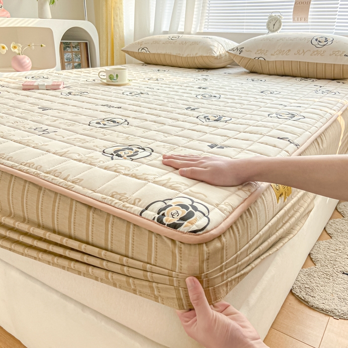 91家纺网 家纺一手货源 找家纺 鑫钰 2024新款全棉印花大豆夹棉床笠床垫保护罩 莱卡时尚