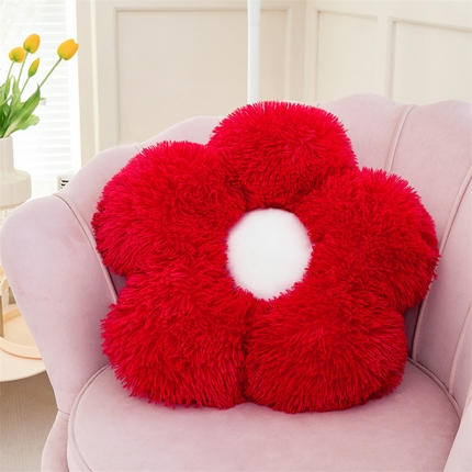 91家纺网 家纺一手货源 找家纺 2025跨境水貂绒长毛绒花瓣坐垫花朵抱枕靠垫沙发垫汽车靠背飘窗床头摆件亚马逊