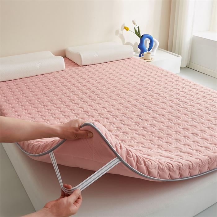 91家纺网 家纺一手货源 找家纺 寐珂 2025新款乳胶凉席床垫A类反面水洗棉加厚床垫学生宿舍床垫 奶油粉