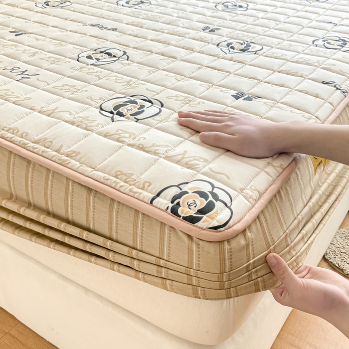 91家纺网 家纺一手货源 找家纺 鑫钰 2024新款全棉印花大豆夹棉床笠床垫保护罩 莱卡时尚