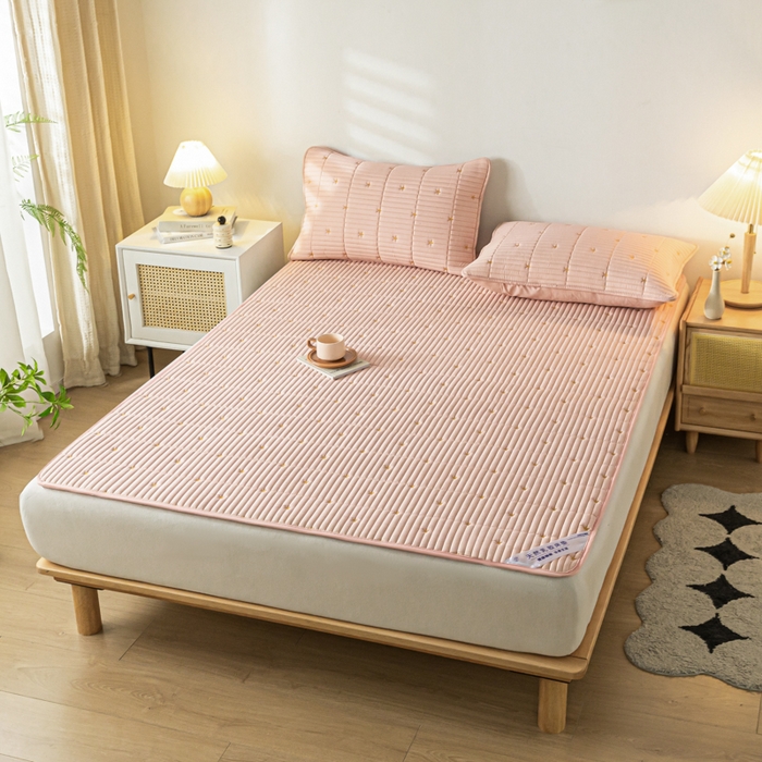 91家纺网 家纺一手货源 找家纺 鑫钰 2024新款1公分厚乳胶床垫薄款席梦思保护垫床护垫-星愿 乳胶床褥-星愿-安娜粉