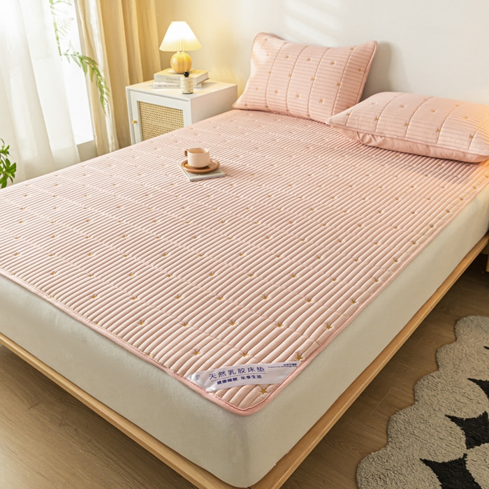 91家纺网 家纺一手货源 找家纺 鑫钰 2024新款1公分厚乳胶床垫薄款席梦思保护垫床护垫-星愿 乳胶床褥-星愿-安娜粉