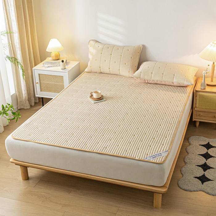 91家纺网 家纺一手货源 找家纺 鑫钰 2024新款1公分厚乳胶床垫薄款席梦思保护垫床护垫-星愿 乳胶床褥-星愿-奶糖咖