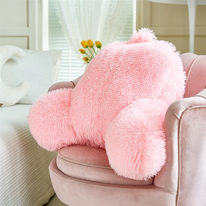91家纺网 家纺一手货源 找家纺 品尚嘉 2025新款长毛绒拥抱式腰靠跨境外贸水貂绒靠垫沙发靠背 腰靠-浅粉