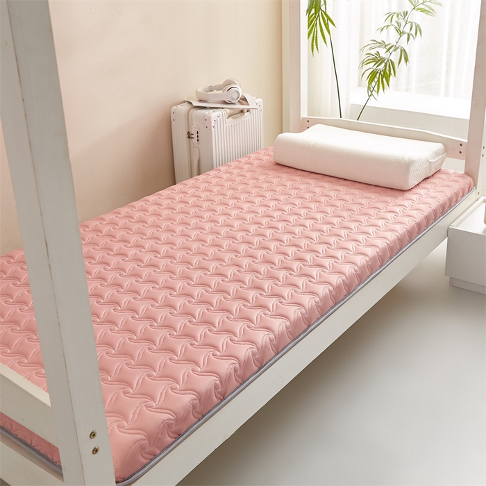 91家纺网 家纺一手货源 找家纺 寐珂 2025新款乳胶凉席床垫A类反面水洗棉加厚床垫学生宿舍床垫 奶油粉