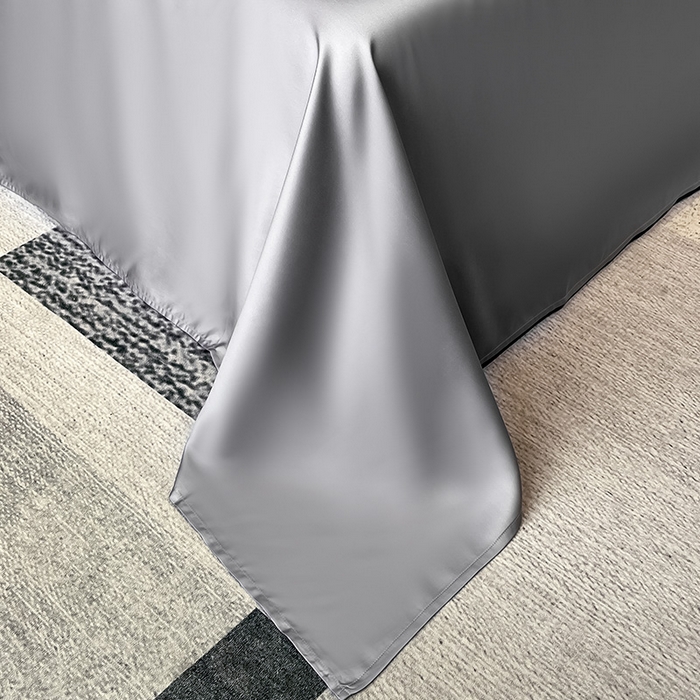 91家纺网 家纺一手货源 找家纺 眠帛家居 2024新款水洗真丝绣花四件套-惟丽系列 天空蓝-经典灰