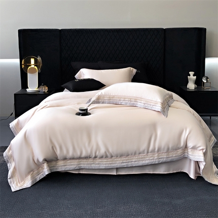 91家纺网 家纺一手货源 找家纺 （总）馨蕊家居 2024新款80s兰精天丝刺绣四件套-露晞