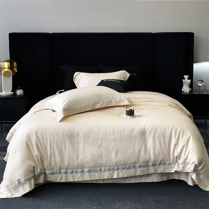 馨蕊家居 2024新款80s兰精天丝刺绣四件套-羽晗 天丝棉-羽晗-香槟