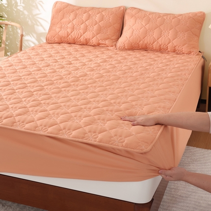 91家纺网 家纺一手货源 找家纺 （总）张先生2024A类水洗棉麻夹棉床笠-四叶草