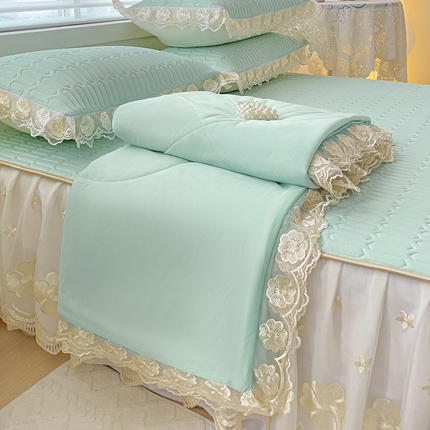 91家纺网 家纺一手货源 找家纺 （总）米莱家纺 2024新款蕾丝绣花凉席四件套