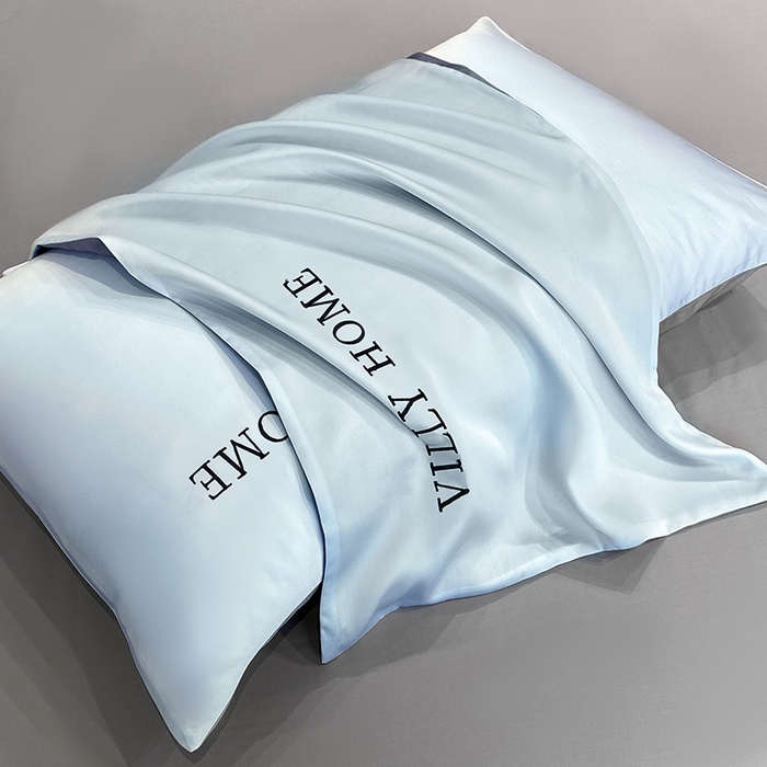 91家纺网 家纺一手货源 找家纺 眠帛家居 2024新款水洗真丝绣花四件套-惟丽系列 天空蓝-经典灰