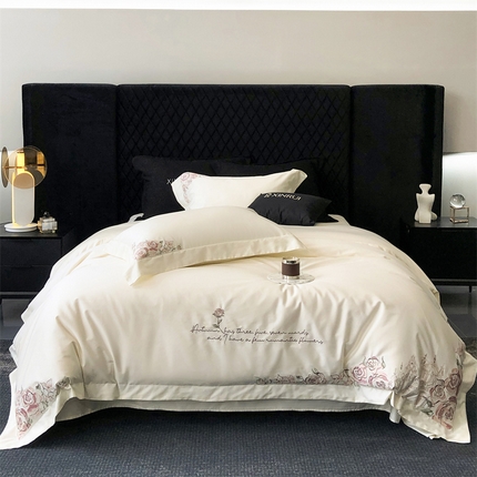 91家纺网 家纺一手货源 找家纺 （总）馨蕊家居 2024新款80s兰精天丝刺绣四件套-洛克庄园