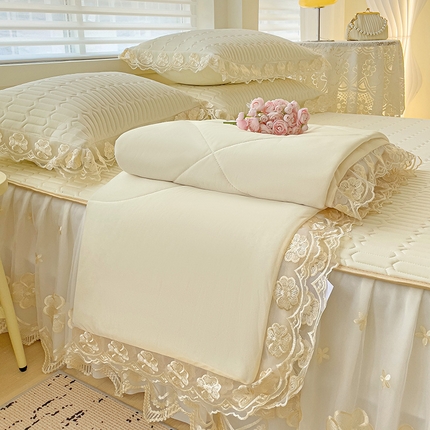 91家纺网 家纺一手货源 找家纺 （总）米莱家纺 2024新款蕾丝绣花凉席四件套