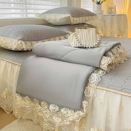 91家纺网 家纺一手货源 找家纺 （总）米莱家纺 2024新款蕾丝绣花凉席四件套