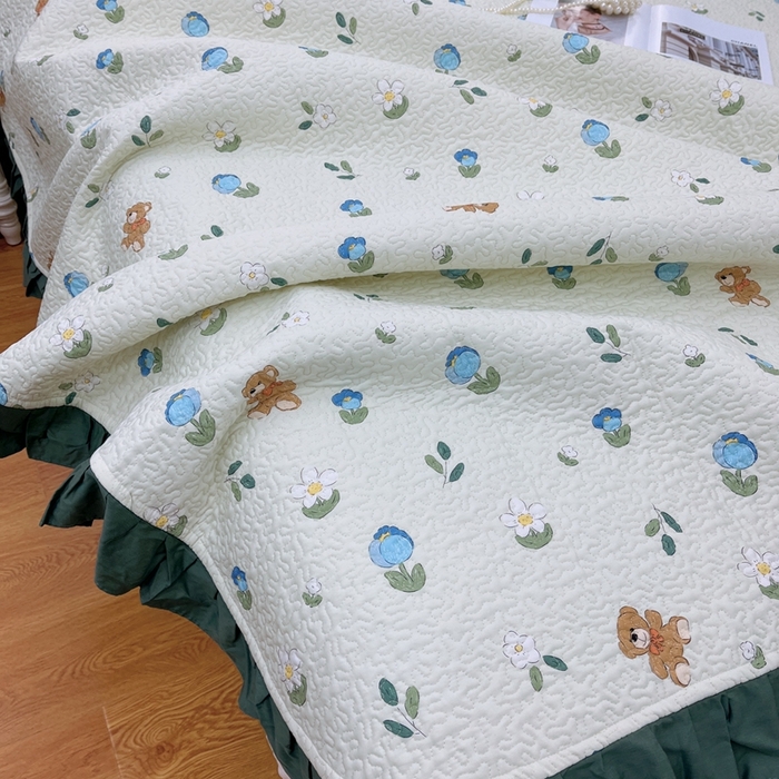 91家纺网 家纺一手货源 找家纺 暖居 2024新款夏季凉感云小棉森氧棉50棉50天丝床盖三件套 丛林小熊