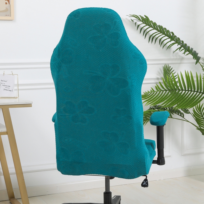 91家纺网 家纺一手货源 找家纺 千彤沙发垫 2024新款三叶草电竞椅子套 三叶草-孔雀蓝