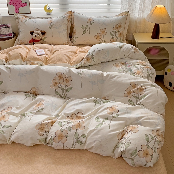 91家纺网 家纺一手货源 找家纺 乐童 2024新款直播爆款13070纯棉印花吊边款一字绣四件套-第七波 百香茶樱