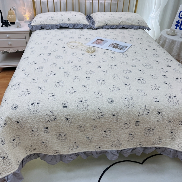 91家纺网 家纺一手货源 找家纺 暖居 2024新款夏季凉感云小棉森氧棉50棉50天丝床盖三件套 太空熊