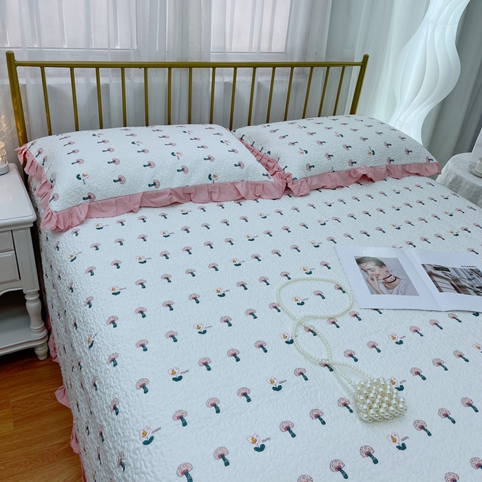 91家纺网 家纺一手货源 找家纺 暖居 2024新款夏季凉感云小棉森氧棉50棉50天丝床盖三件套 纷纷乐园