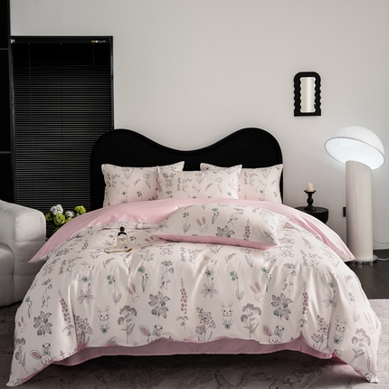 91家纺网 家纺一手货源 找家纺 佳汐蓝家纺 2024春夏新品【御棉数码印花】--卡通 欣欣兔 粉