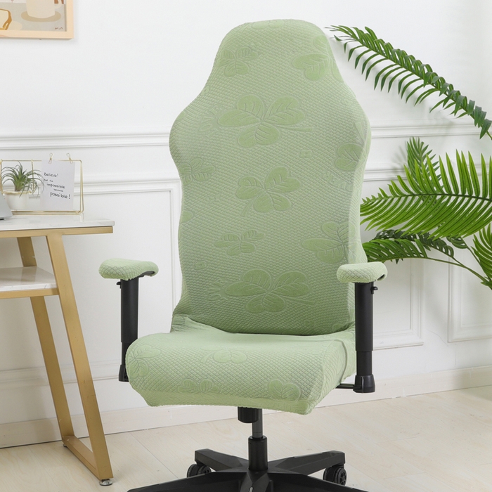 91家纺网 家纺一手货源 找家纺 千彤沙发垫 2024新款三叶草电竞椅子套 三叶草-浅绿