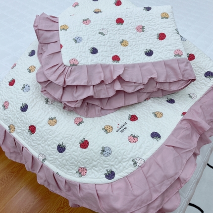 91家纺网 家纺一手货源 找家纺 暖居 2024新款夏季凉感云小棉森氧棉50棉50天丝床盖三件套 草莓芝士