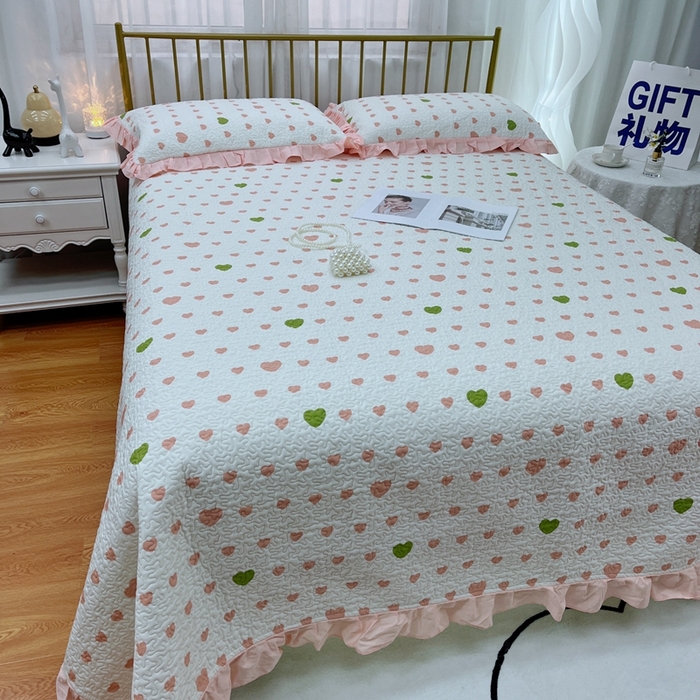 91家纺网 家纺一手货源 找家纺 暖居 2024新款夏季凉感云小棉森氧棉50棉50天丝床盖三件套 肉肉粉