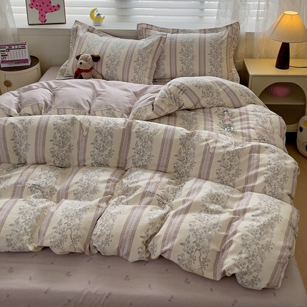 91家纺网 家纺一手货源 找家纺 （总）乐童 2024新款直播爆款13070纯棉印花吊边款一字绣四件套-第七波