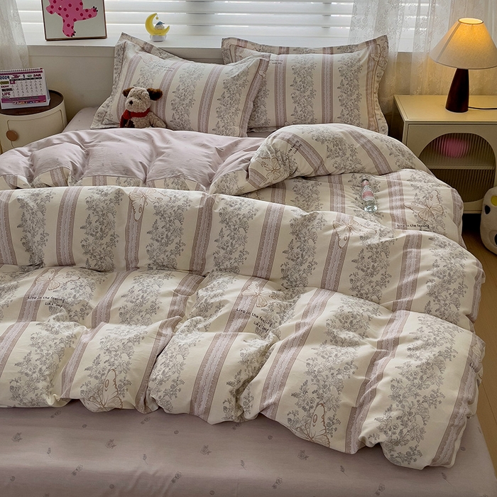 91家纺网 家纺一手货源 找家纺 乐童 2024新款直播爆款13070纯棉印花吊边款一字绣四件套-第七波 赫本风